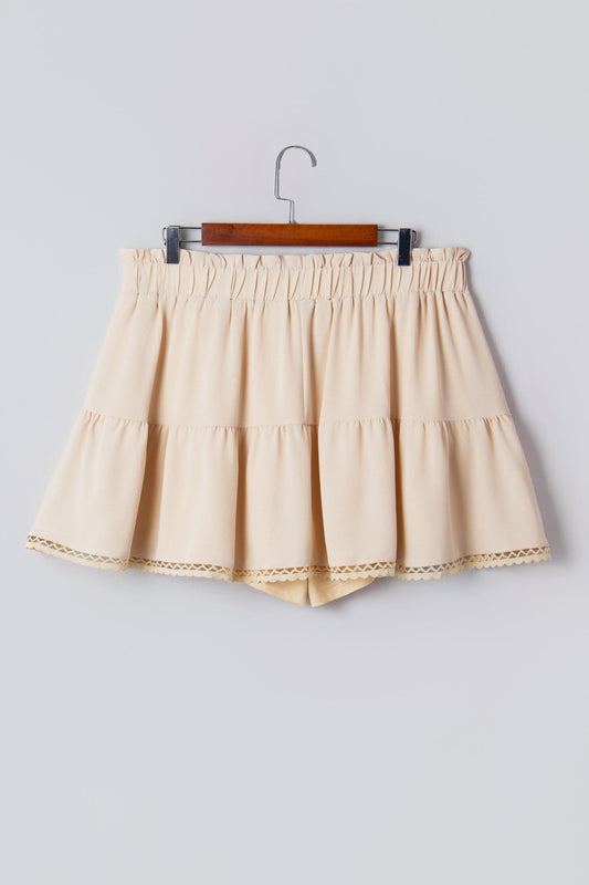 Millie - Ruffled Boho Shorts in Parchment — plus-size bottoms, Kothlis