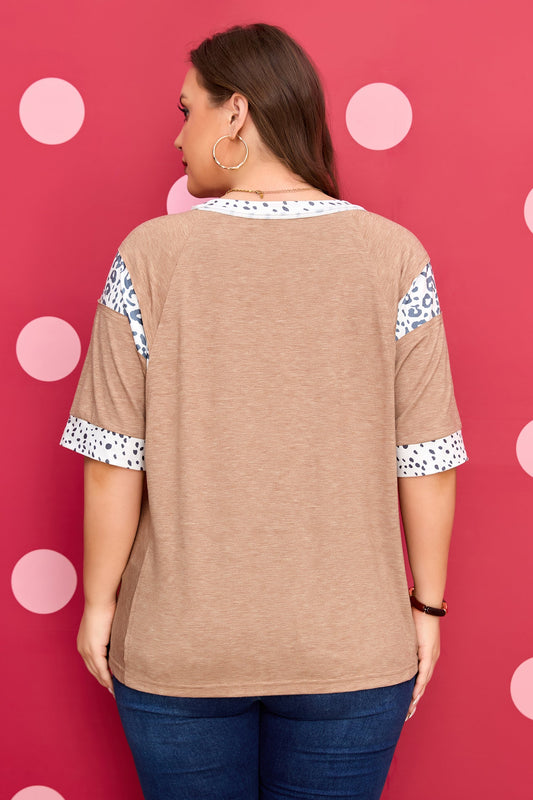 Abigail - Colorblock Patchwork Tee in Chestnut — plus-size top, Kothlis