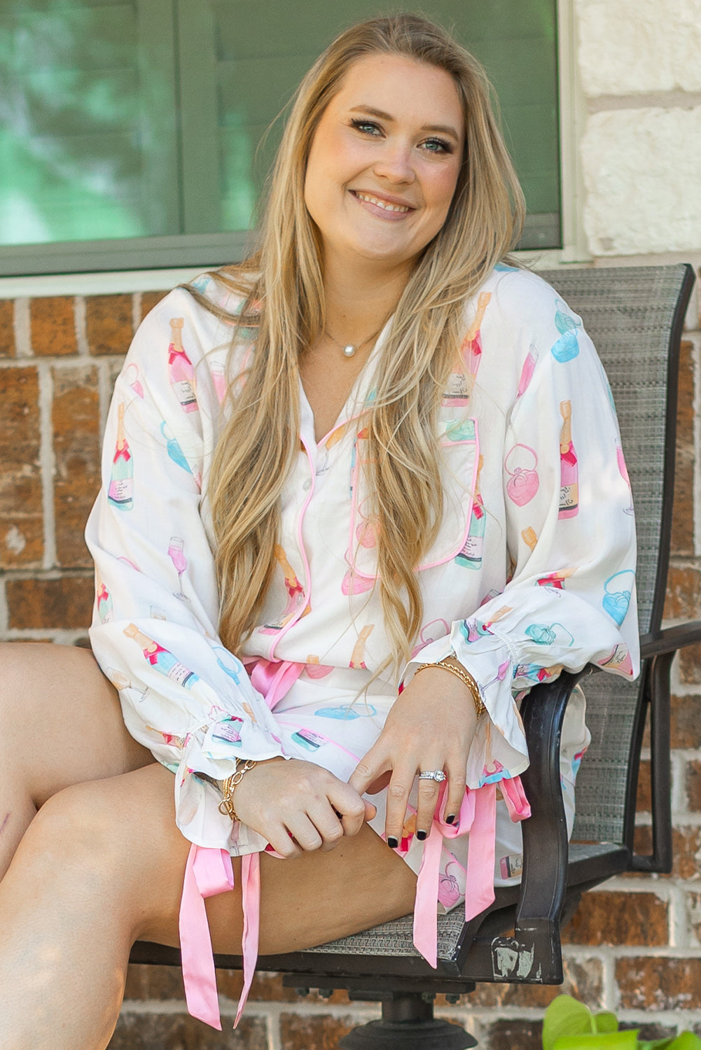 Milani - Long-Sleeve PJ Set in White — plus-size pajama set, Kothlis