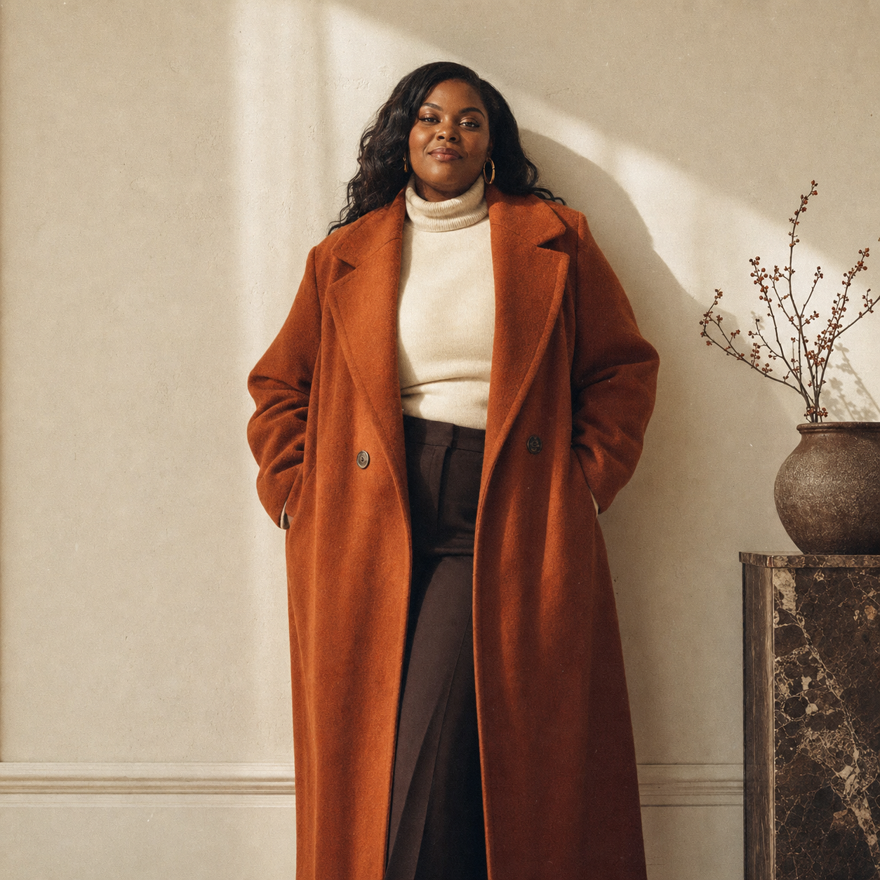 Terracotta wool coat - Kothlis Outerwear