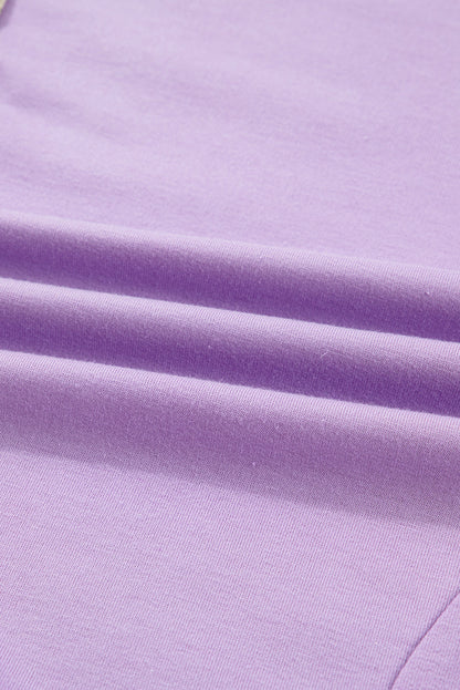 Purple Stripe Buttoned Drop-Shoulder Pullover — plus-size long-sleeve top, Kothlis