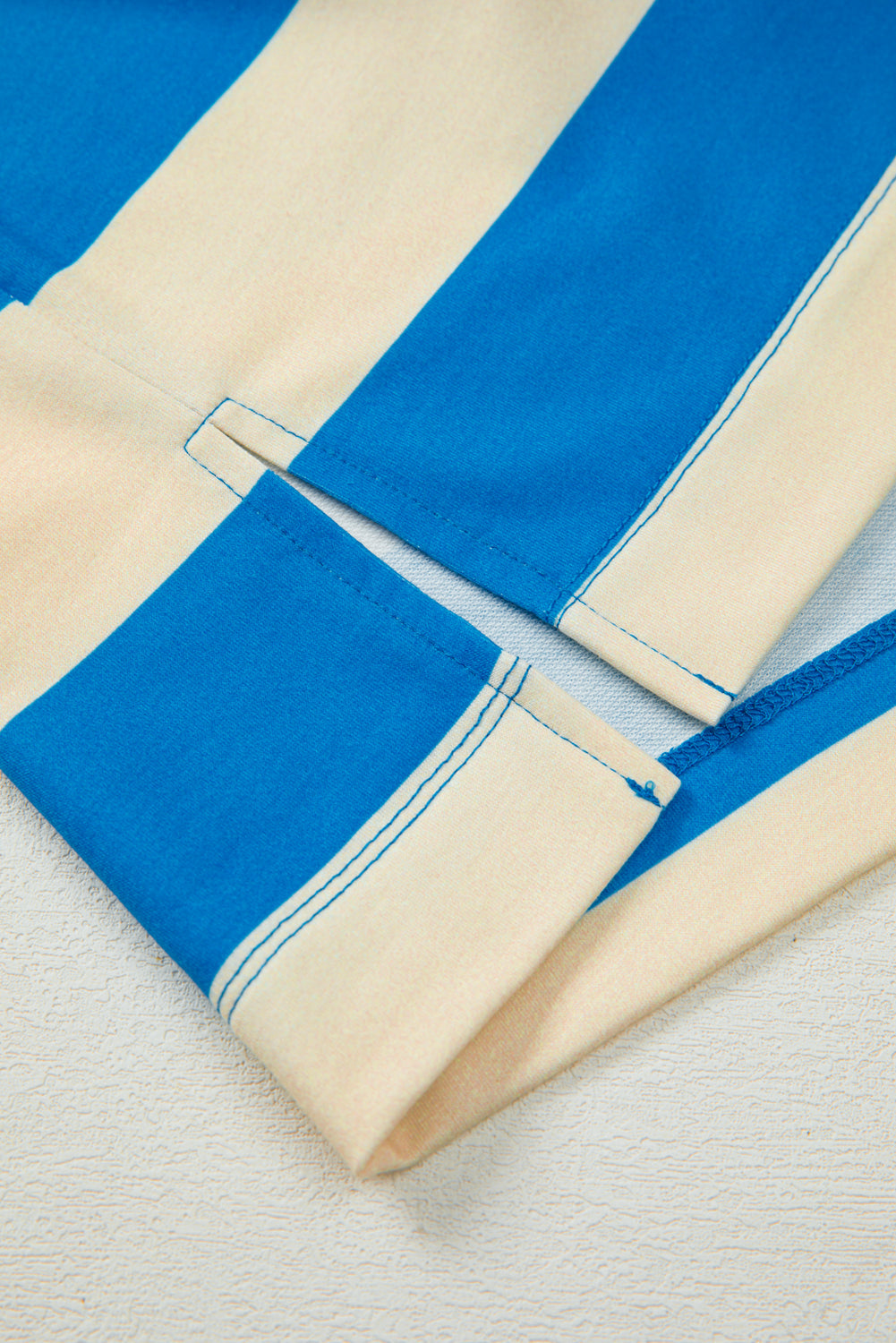 Blue Stripe Floral Drop-Shoulder Pullover — plus-size sweatshirt, Kothlis