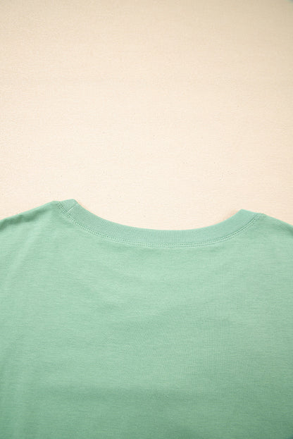 Grass Green Floral Applique Mineral-Wash Top — plus-size long-sleeve top, Kothlis