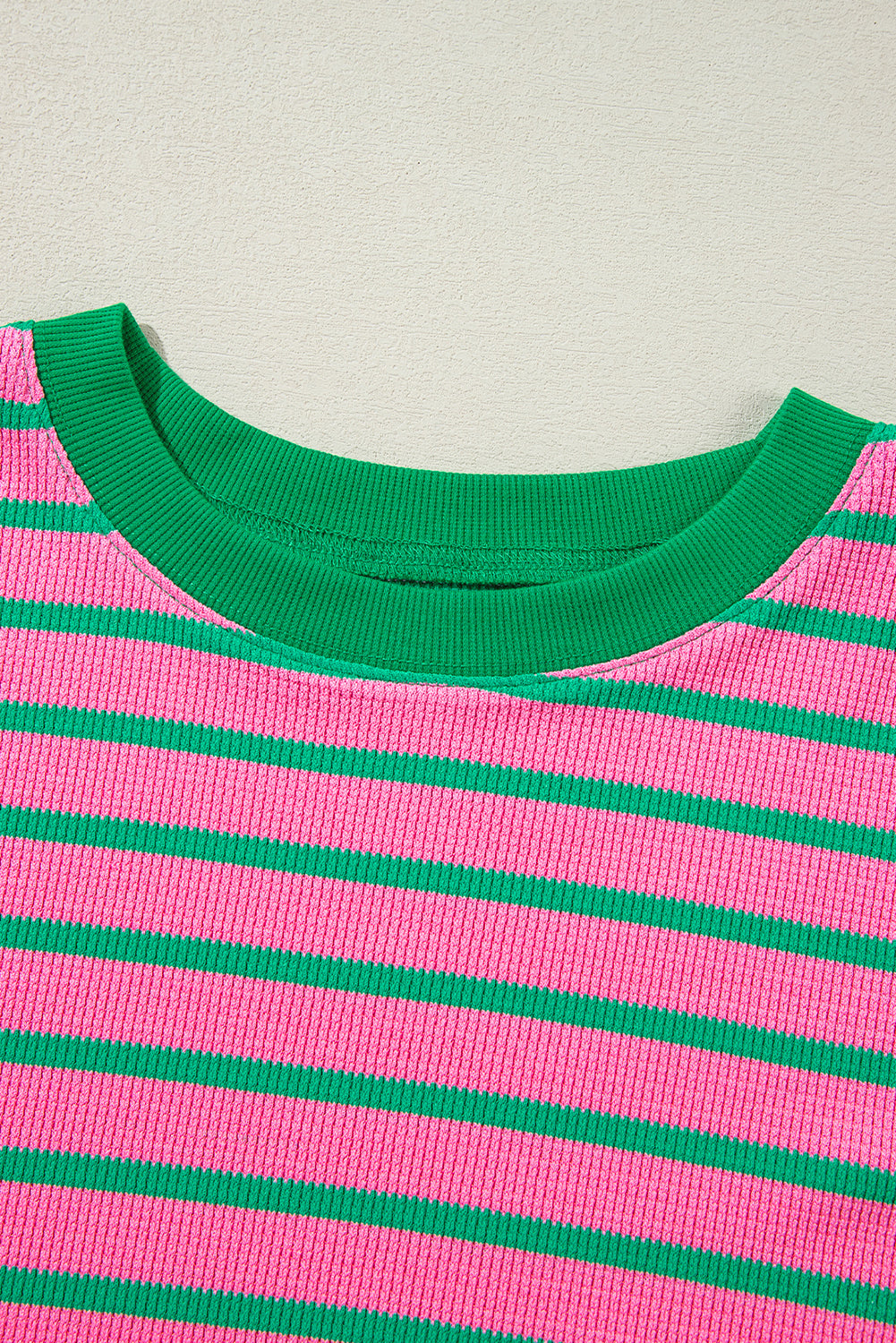Pink Stripe Waffle Crewneck - Soft Everyday Layer — plus-size sweatshirt, Kothlis