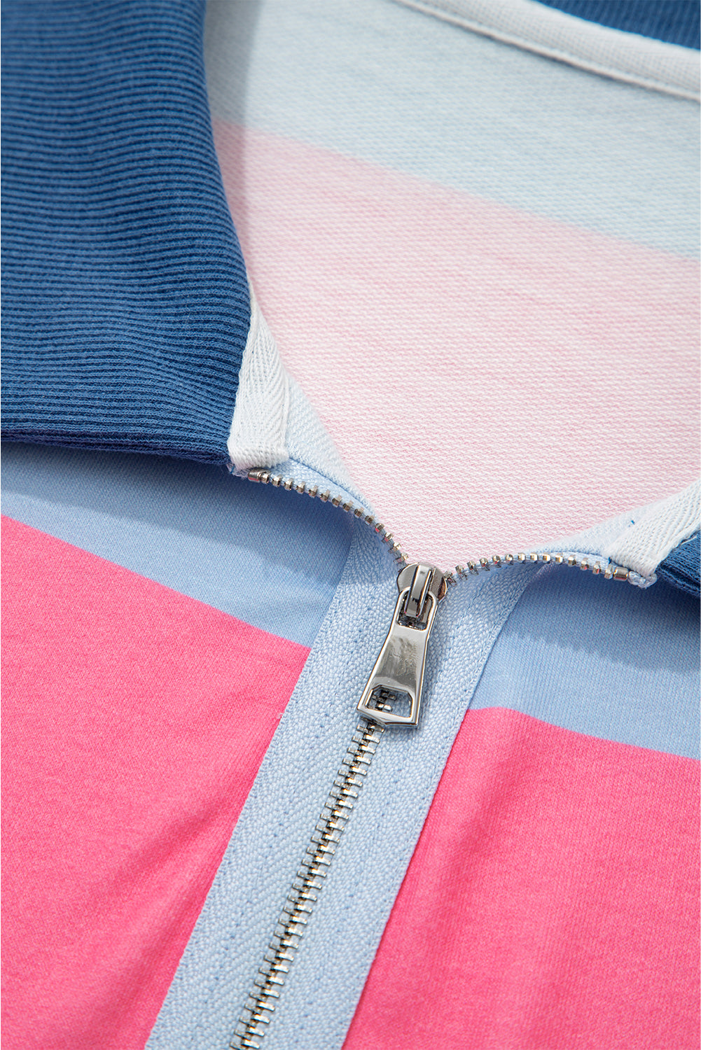 Blue Stripe Zip-Up Colorblock Pullover — plus-size sweatshirt, Kothlis