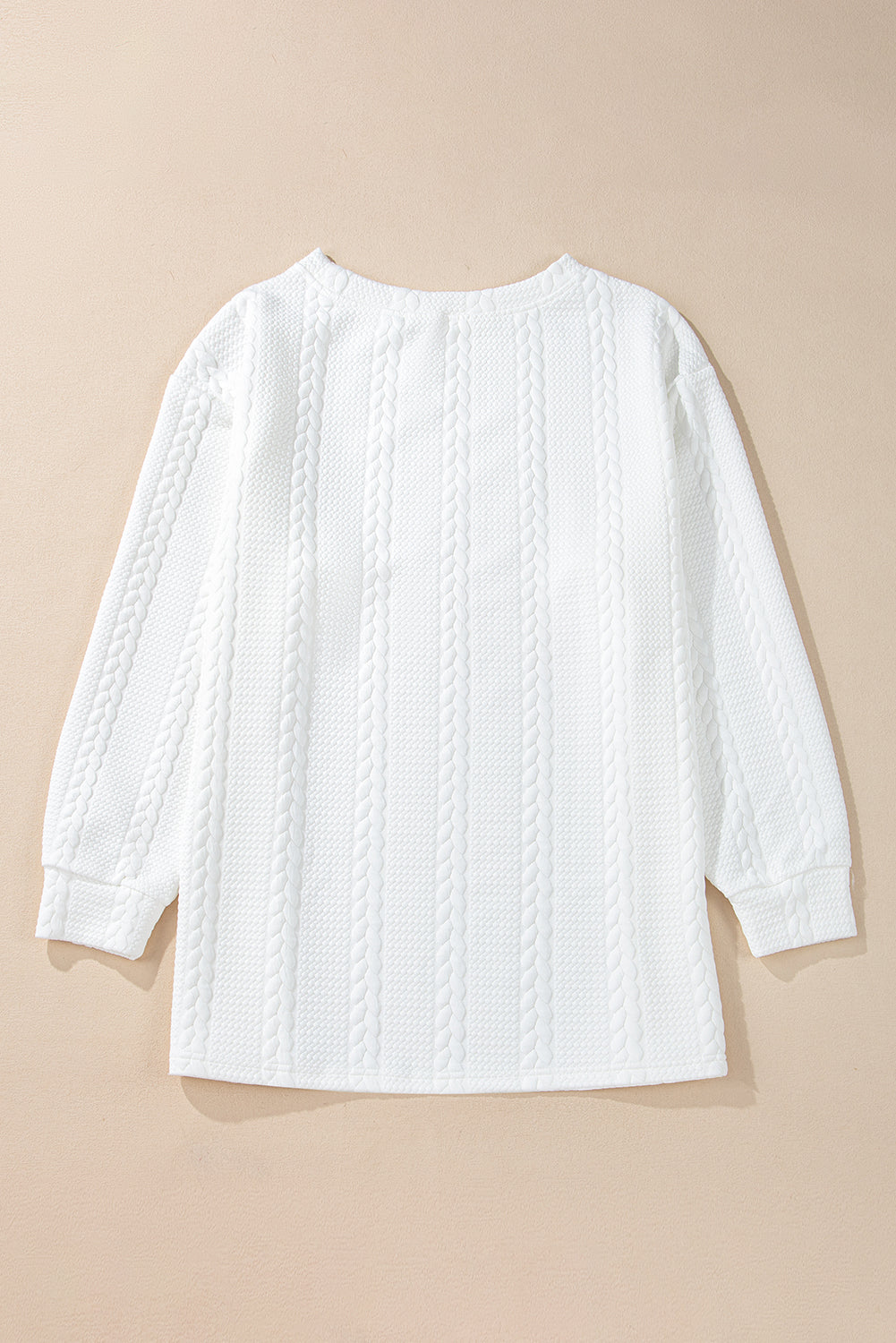 White Cable-Knit Relaxed Sweatshirt — plus-size sweatshirt, Kothlis