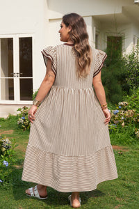 Nadia Flutter Sleeve Maxi PLUS Dress