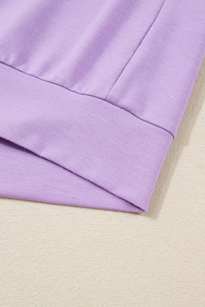 Purple Stripe Buttoned Drop-Shoulder Pullover — plus-size long-sleeve top, Kothlis
