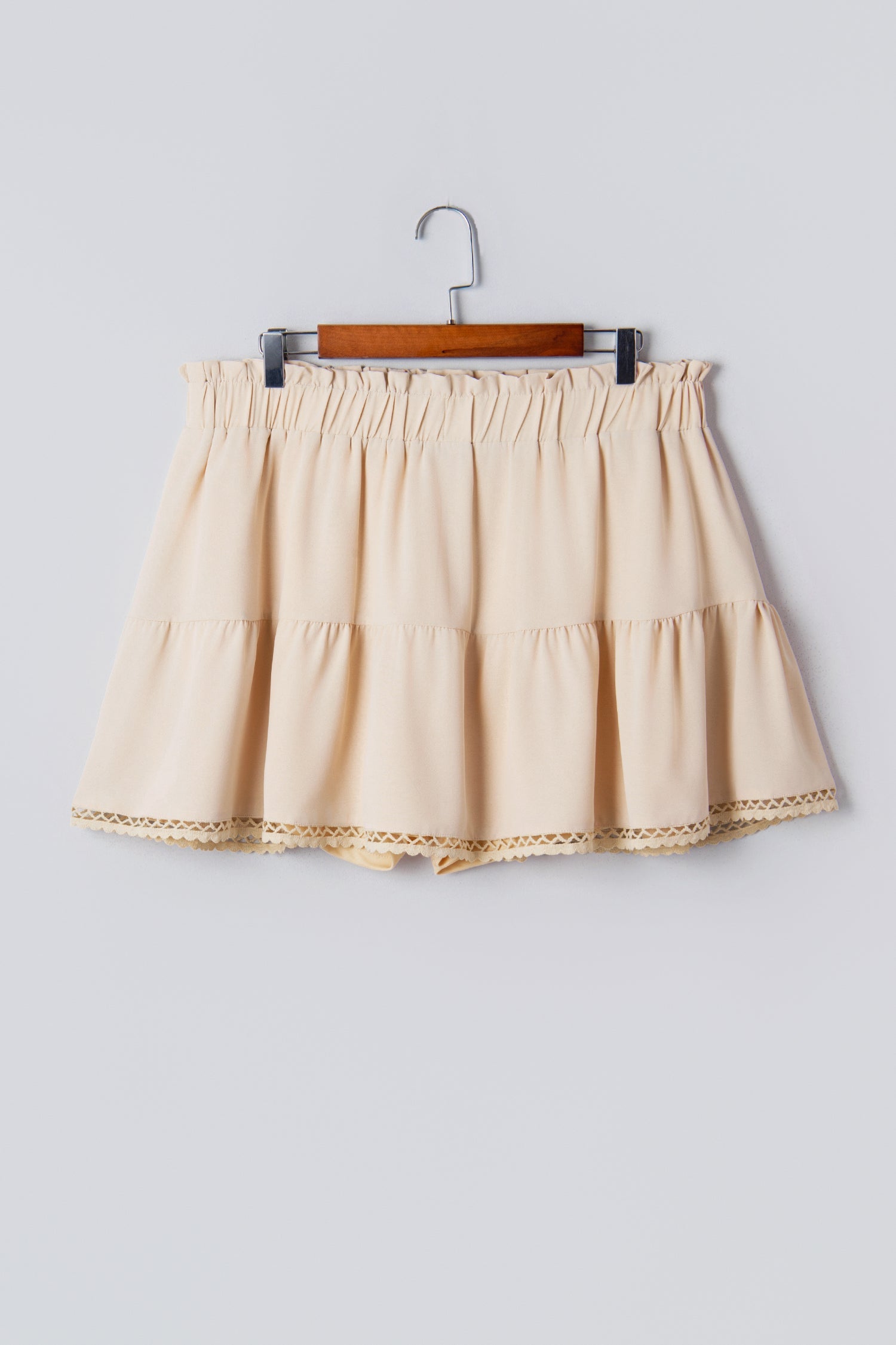 Millie - Ruffled Boho Shorts in Parchment — plus-size bottoms, Kothlis