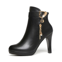 Women's Pointed-Toe Stiletto Boots | PU Leather High Heel Ankle Boots