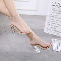 Women's Transparent Platform Pumps | Round-Toe Cowhide High Heels