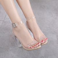 Women's Transparent Platform Pumps | Round-Toe Cowhide High Heels