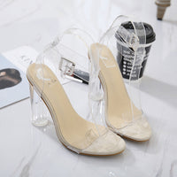 Women's Transparent Platform Pumps | Round-Toe Cowhide High Heels