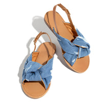 Women's Denim Flat Sandals | Open-Toe Beach Slippers
