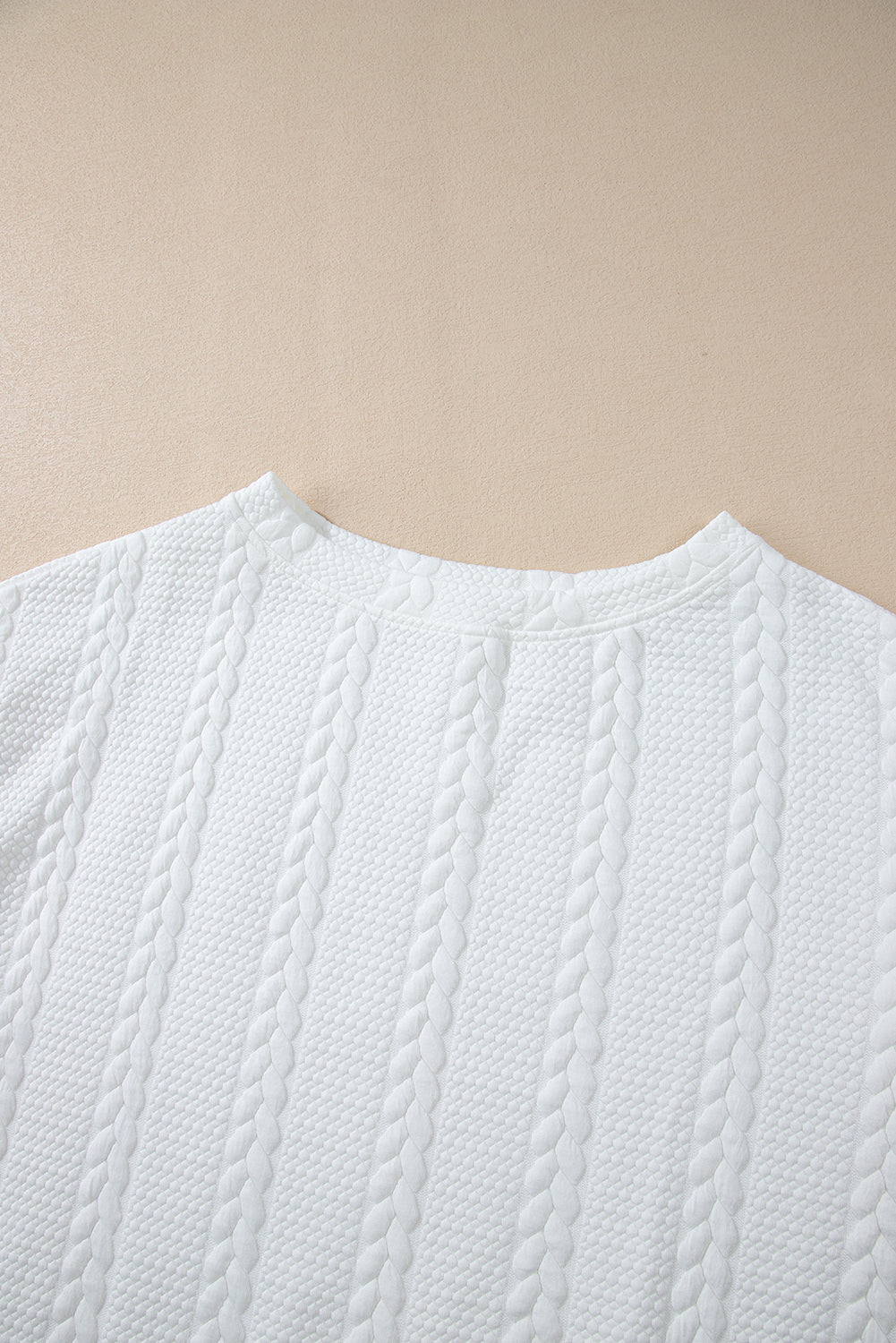 White Cable-Knit Relaxed Sweatshirt — plus-size sweatshirt, Kothlis