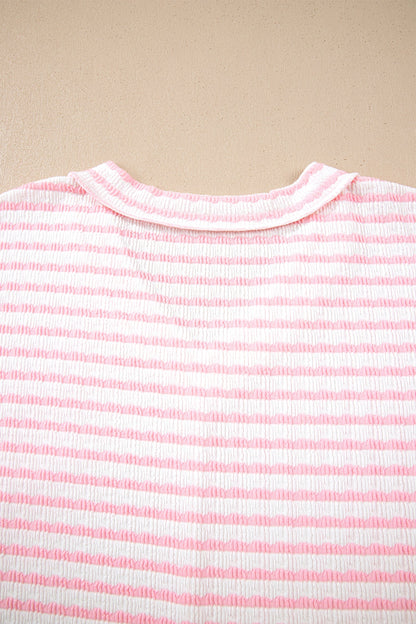 Nora - Striped V-Neck Tee with Seam Detail — plus-size top, Kothlis