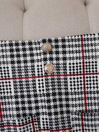 Plus Size Plaid Skirt Suit for Women – Two-Piece Blazer and High Waist Skirt Set