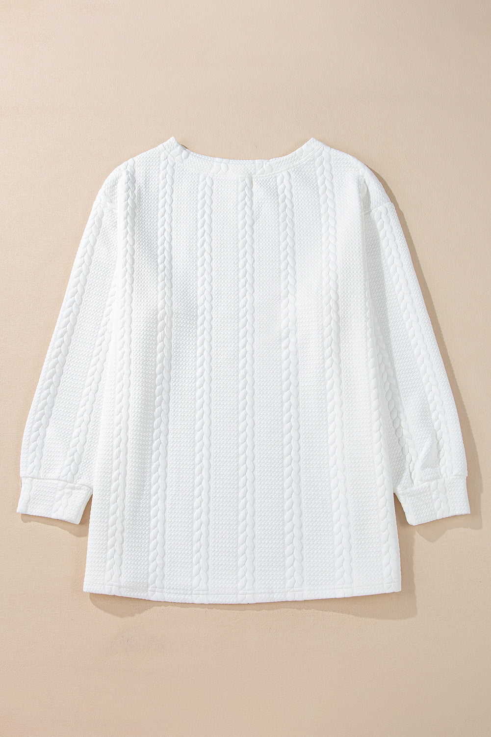 White Cable-Knit Relaxed Sweatshirt — plus-size sweatshirt, Kothlis