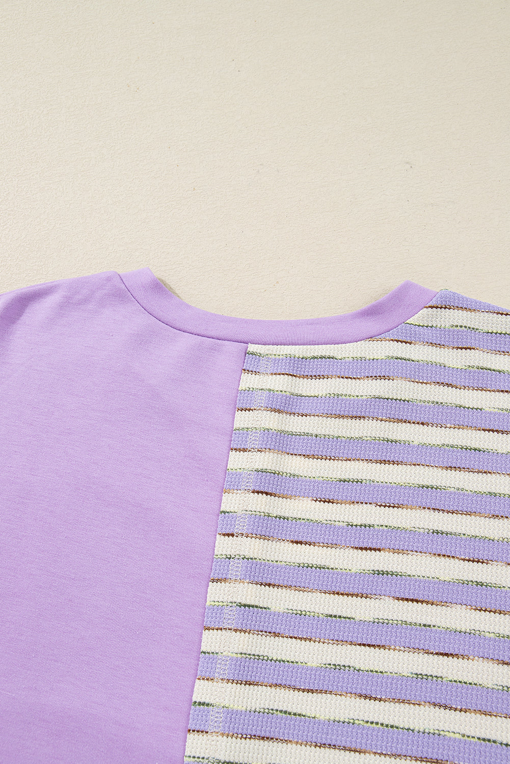 Purple Stripe Buttoned Drop-Shoulder Pullover — plus-size long-sleeve top, Kothlis