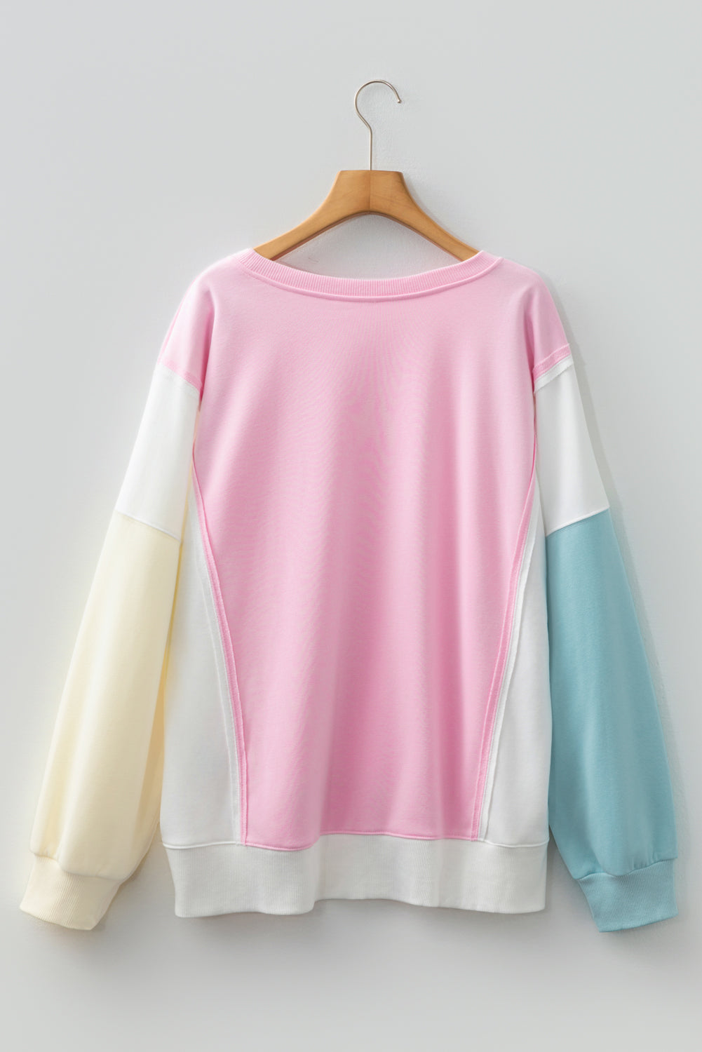 Pink Colorblock Drop-Shoulder Sweatshirt — plus-size sweatshirt, Kothlis