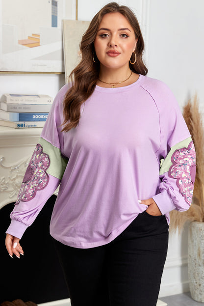 Phalaenopsis Floral Patch Pullover — plus-size sweatshirt, Kothlis