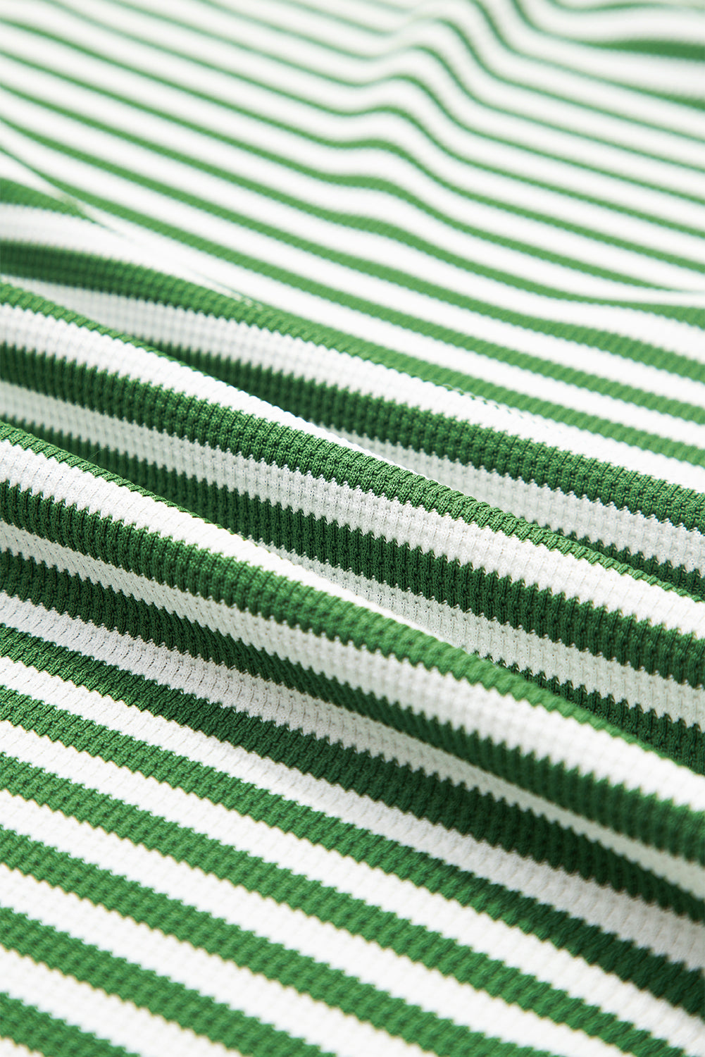 Green Stripe Thermal - Exposed-Seam Patchwork — plus-size long-sleeve top, Kothlis