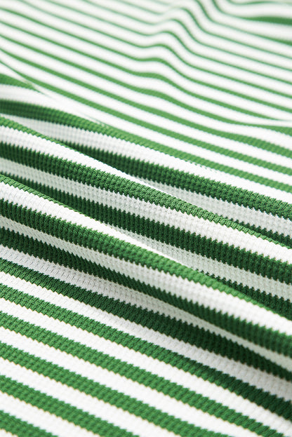 Green Stripe Thermal - Exposed-Seam Patchwork — plus-size long-sleeve top, Kothlis