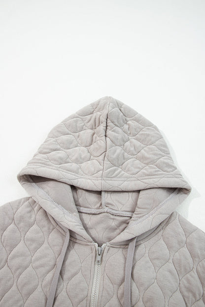 Gray Quilted Quarter-Zip Hoodie — plus-size sweatshirt, Kothlis