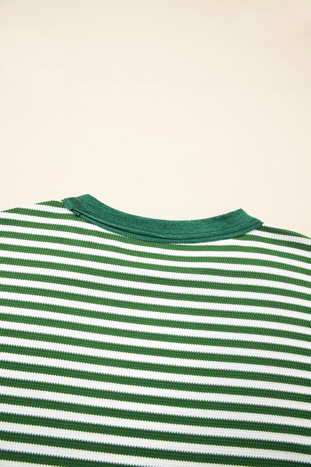 Green Stripe Thermal - Exposed-Seam Patchwork — plus-size long-sleeve top, Kothlis