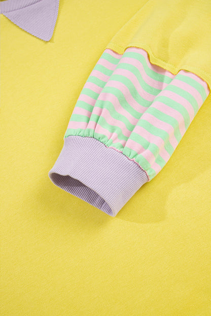 Yellow Stripe Colorblock Crewneck Sweatshirt — plus-size sweatshirt, Kothlis