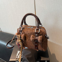 Women's PU Leather Pillow Bag – Crossbody & Handheld Purse with Rivet Detail