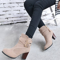 Women's Suede Platform Ankle Boots | Warm Zipper Martin Heels