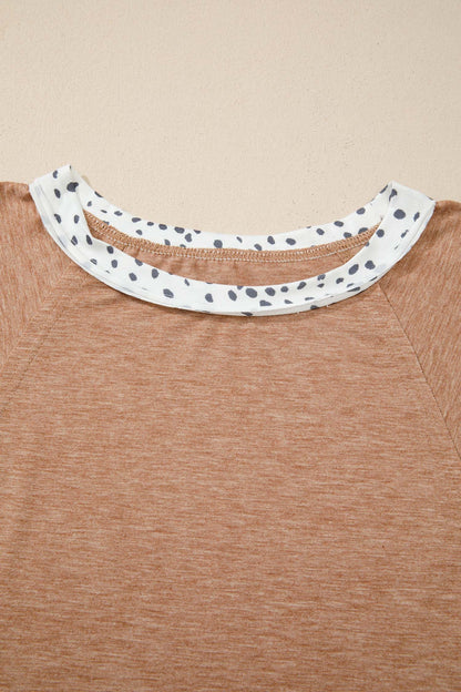 Abigail - Colorblock Patchwork Tee in Chestnut — plus-size top, Kothlis