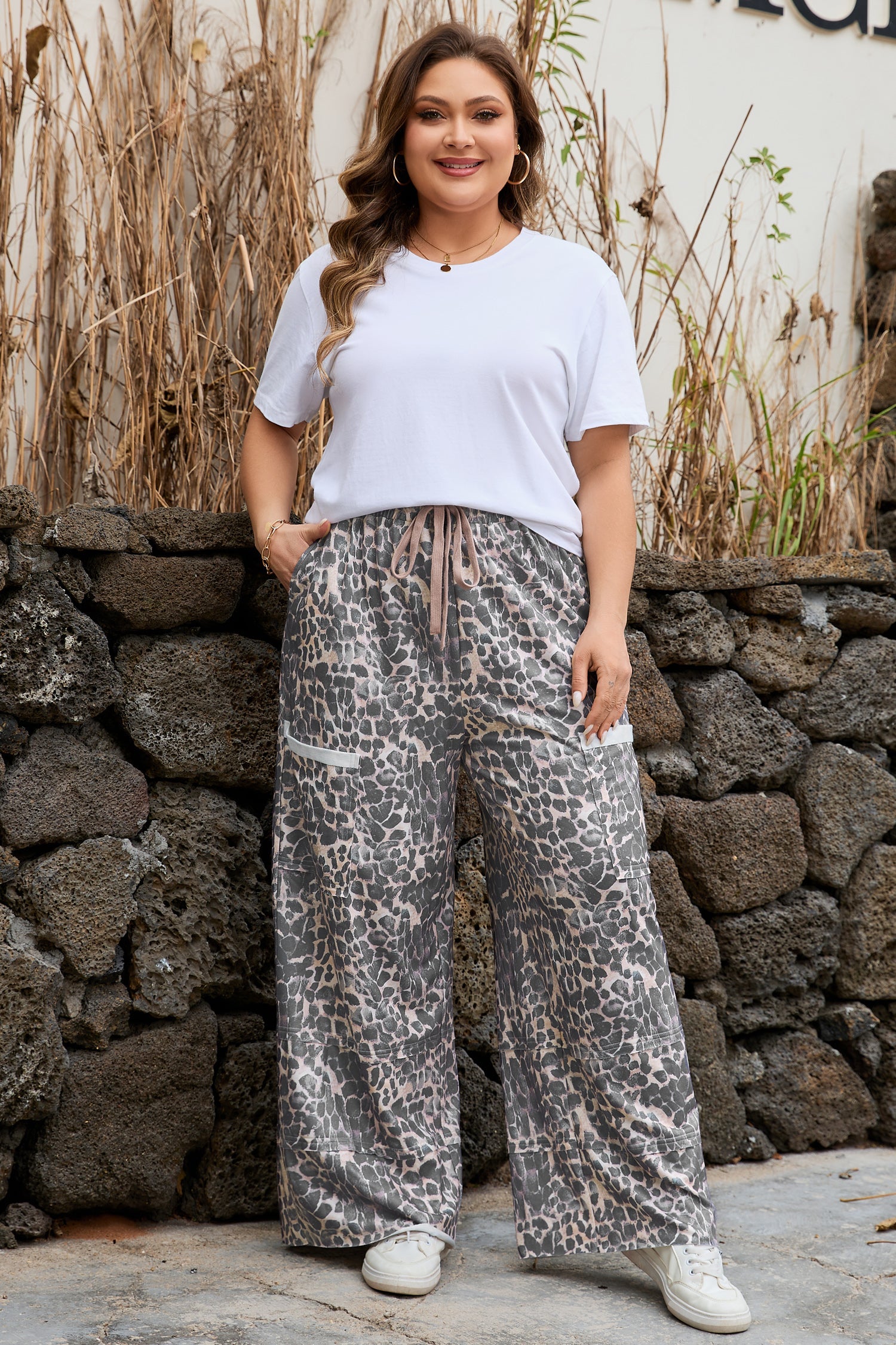 Hadley - Leopard Drawstring Pants — plus-size bottoms, Kothlis