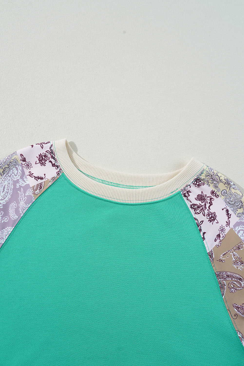 Sky Blue Plaid + Floral Raglan Sweatshirt — plus-size sweatshirt, Kothlis