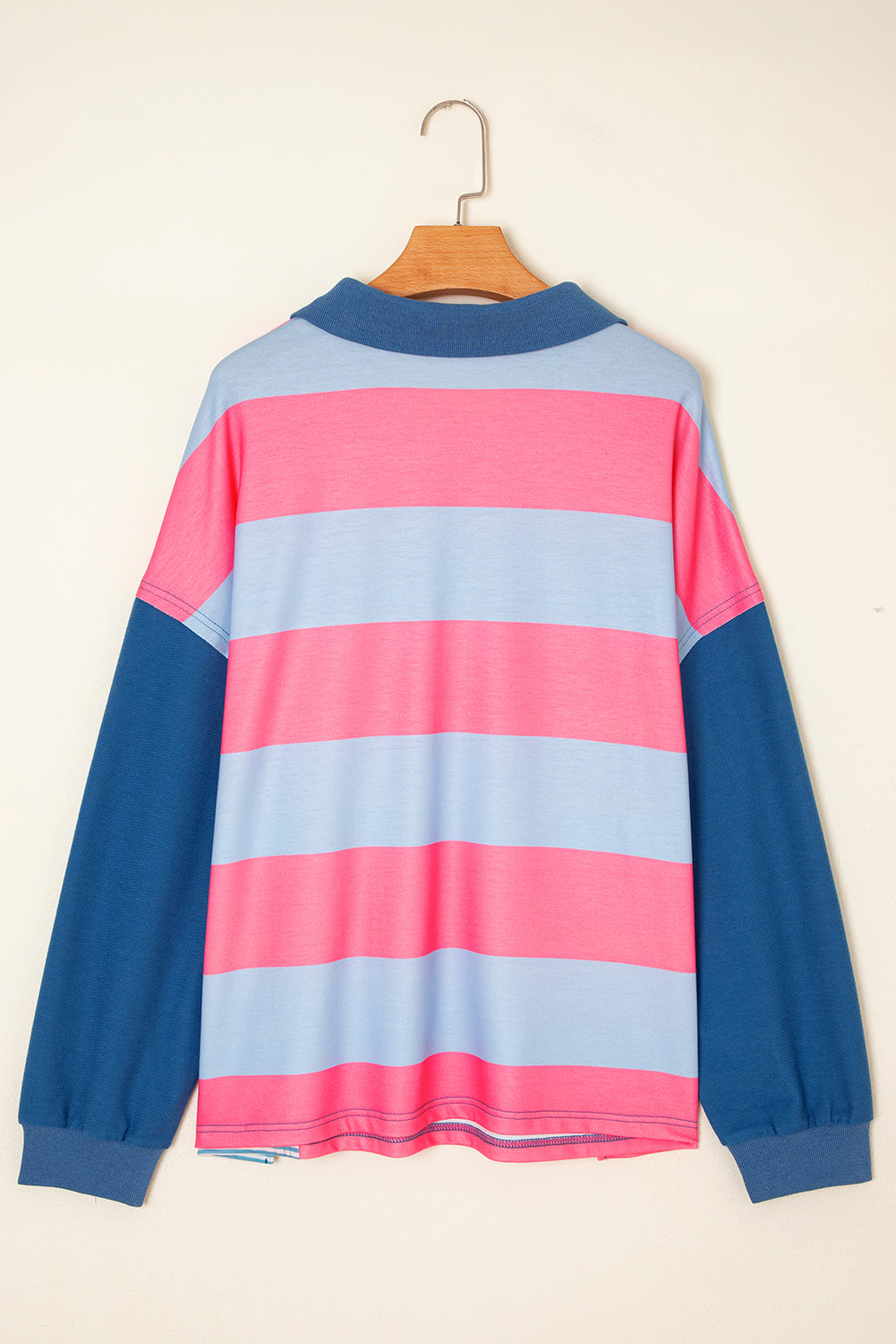 Blue Stripe Zip-Up Colorblock Pullover — plus-size sweatshirt, Kothlis