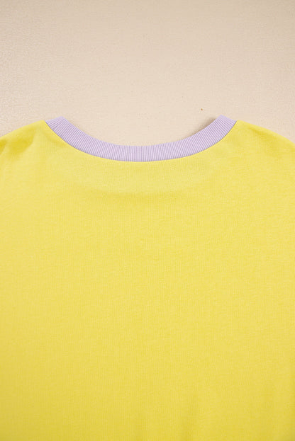 Yellow Stripe Colorblock Crewneck Sweatshirt — plus-size sweatshirt, Kothlis