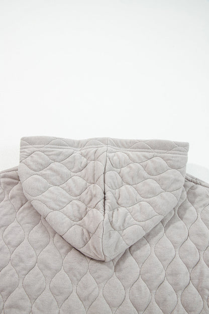 Gray Quilted Quarter-Zip Hoodie — plus-size sweatshirt, Kothlis