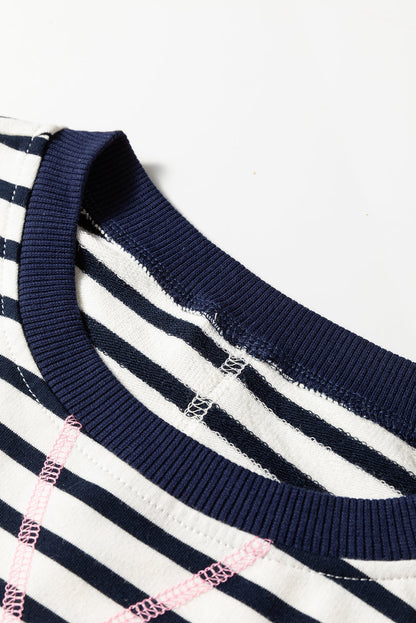 Blue Stripe Colorblock Sweatshirt - Made to Layer — plus-size sweatshirt, Kothlis