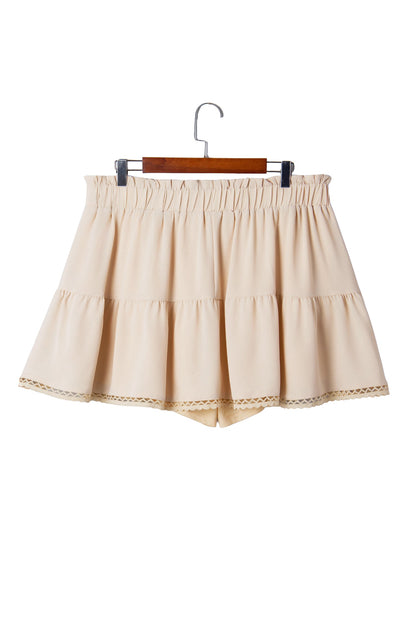 Millie - Ruffled Boho Shorts in Parchment — plus-size bottoms, Kothlis