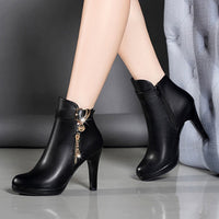 Women's Pointed-Toe Stiletto Boots | PU Leather High Heel Ankle Boots