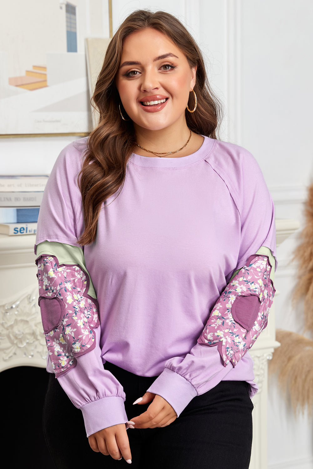 Phalaenopsis Floral Patch Pullover — plus-size sweatshirt, Kothlis