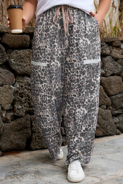 Hadley - Leopard Drawstring Pants — plus-size bottoms, Kothlis