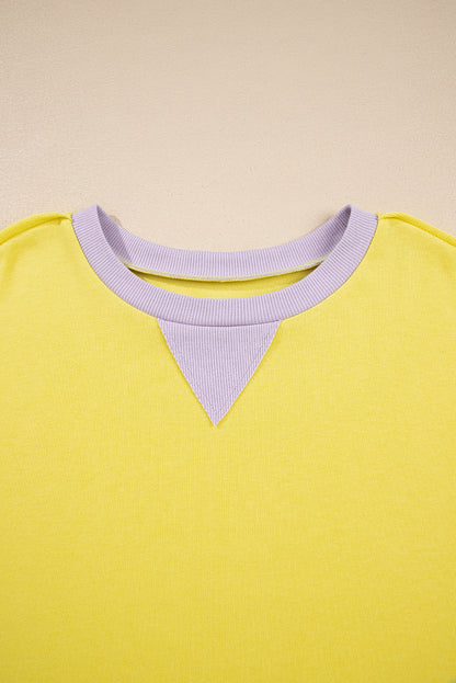 Yellow Stripe Colorblock Crewneck Sweatshirt — plus-size sweatshirt, Kothlis