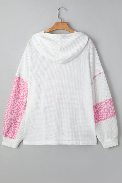 Pink Stripe x Leopard Waffle Hoodie — plus-size sweatshirt, Kothlis