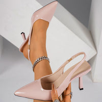 Women's Pointed-Toe Stiletto Heels | Patent Leather Open-Back High Heels