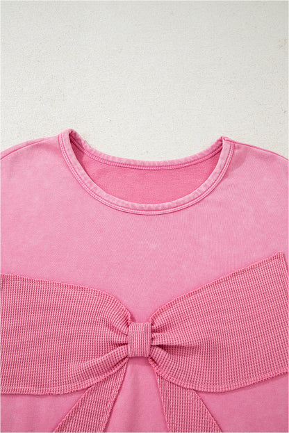 Bonbon Bowknot Waffle Sweatshirt - Mineral Wash — plus-size sweatshirt, Kothlis