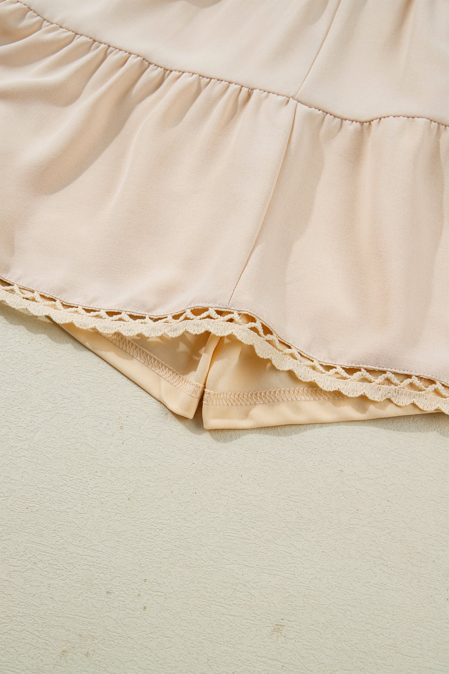 Millie - Ruffled Boho Shorts in Parchment — plus-size bottoms, Kothlis