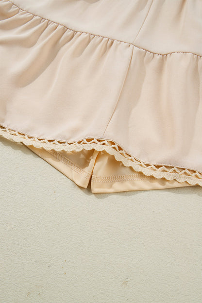 Millie - Ruffled Boho Shorts in Parchment — plus-size bottoms, Kothlis