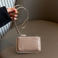 Premium Oil-Waxed Cowhide Leather Neck Wallet Cardholder Coin Purse - Crocodile Pattern Card Holder